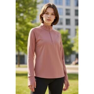 Athleta Pink LG Quarter-Zip Pullover Top